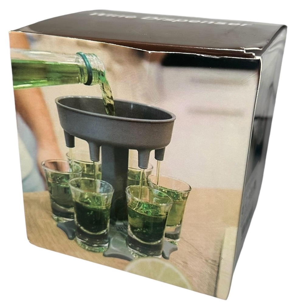 Shot Dispenser Holds 6 Glasses Gray